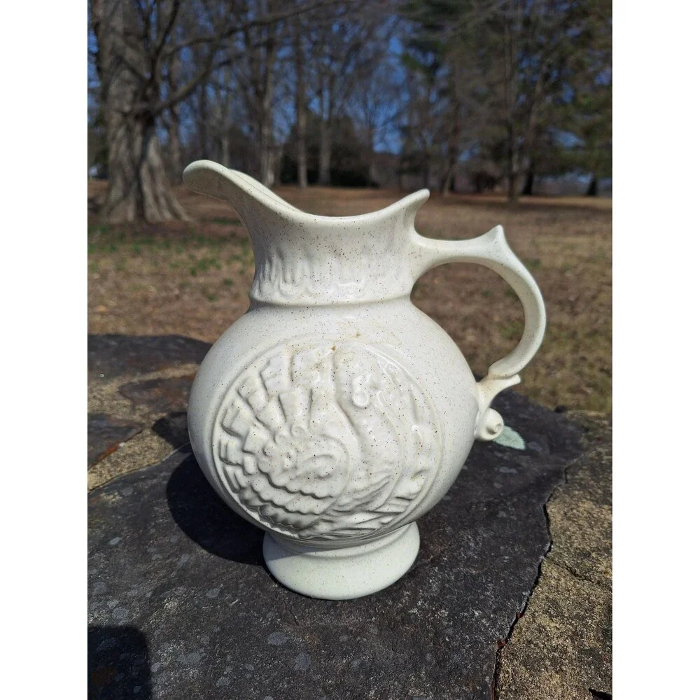 Vintage McCoy Embossed Turkey Pitcher: Thanksgiving Fall Decor